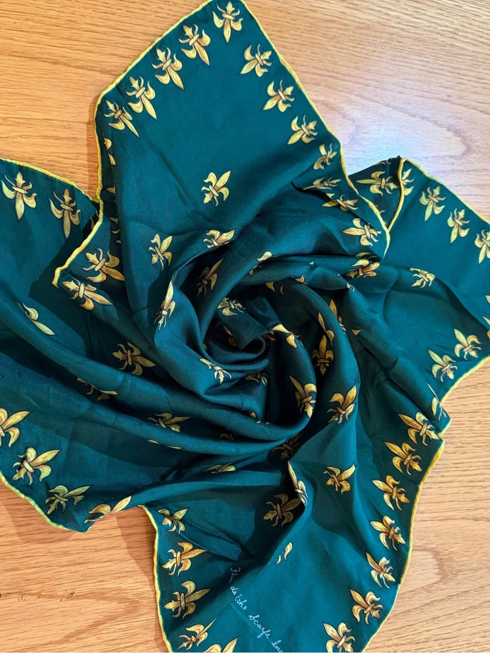 Vintage Silk Scarf Lot 2pc Echo Teal Fleur de lis Navy Equestrian